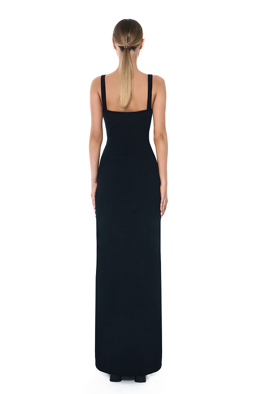 Платье макси со шнуровкой, черный - Фото 6