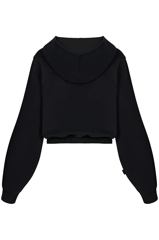 Зип - худи SVYATAYA укороченный, черный - Фото 2