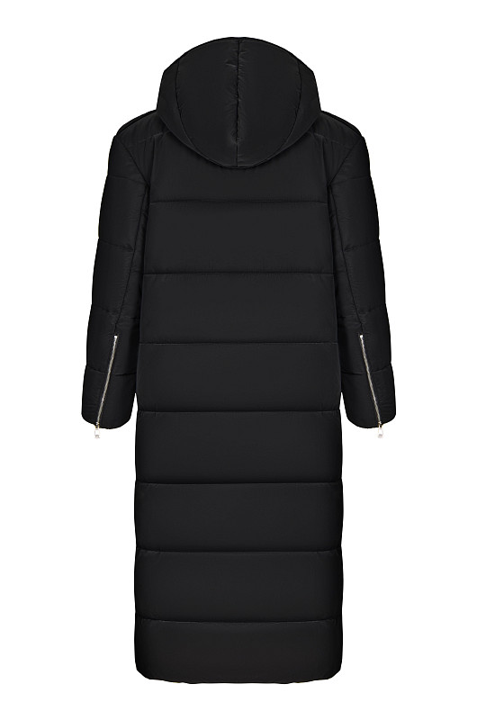 Пуховик - косуха длины макси, черный - Фото 2