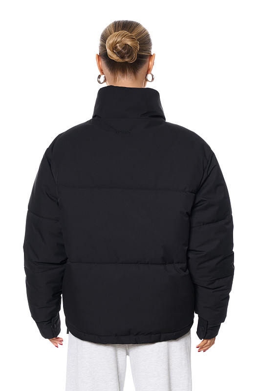 Пуховик укороченный, черный - Фото 4