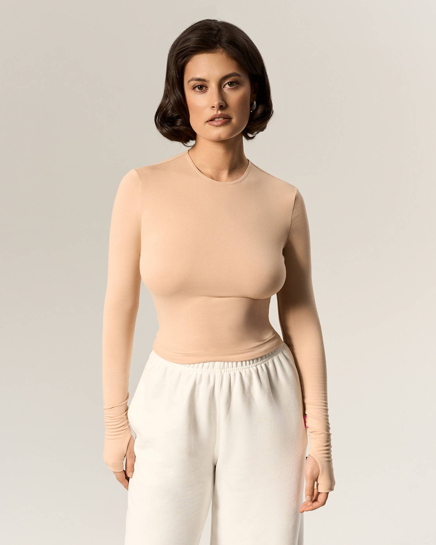 Лонгслив базовый SVN, бежевый - Фото 2