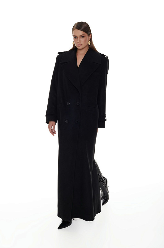 Пальто с широкой линией плеч, черный - Фото 2