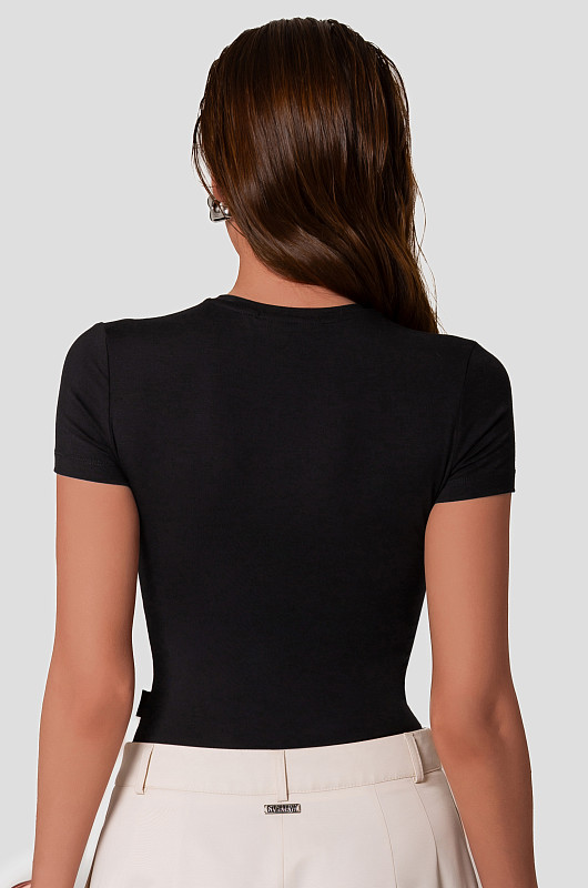 Футболка из вискозы, черный - Фото 2