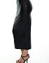Платье из экокожи с узлом, черный - Фото превью 4