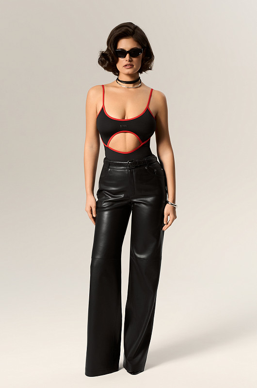 Брюки из экокожи SVYATAYA, черный - Фото 2