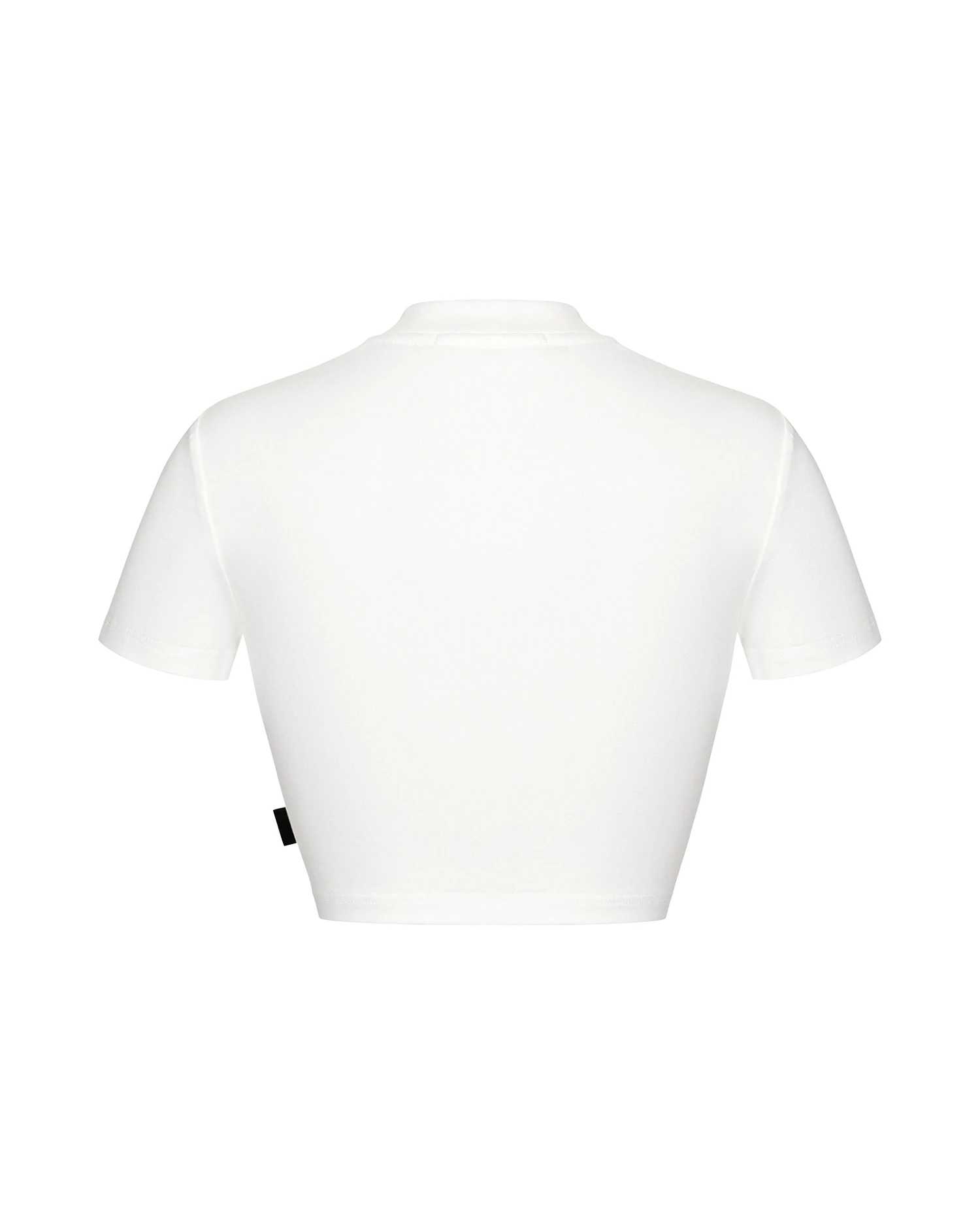 Кроп - футболка с высокой горловиной, молочный - Фото 2