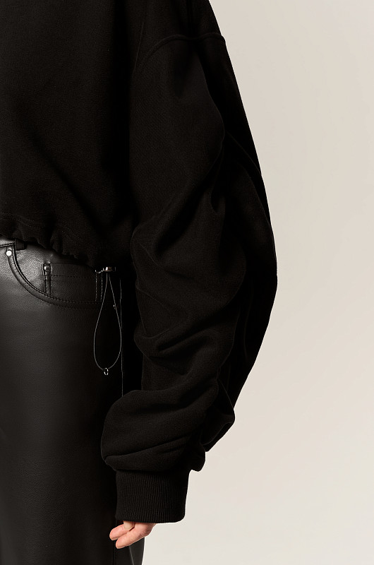 Худи с драпировкой, черный - Фото 3