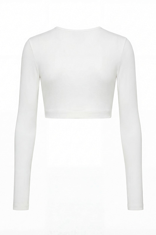 Лонгслив укороченый, молочный - Фото 2