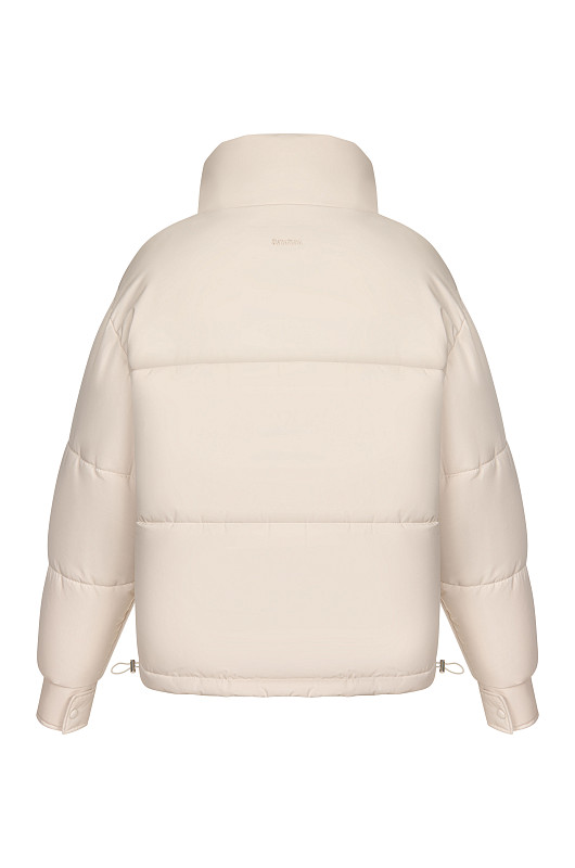 Пуховик укороченный, молочный - Фото 2