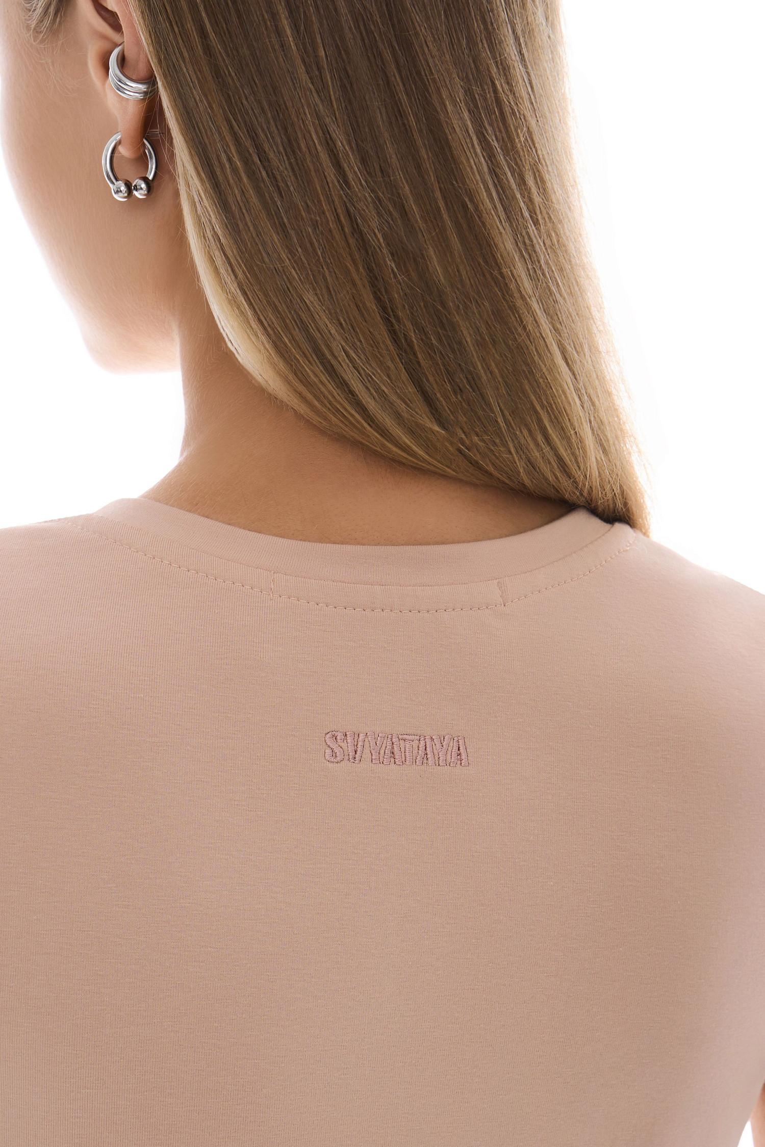 Кроп - футболка с необработанным низом, бежевый - Фото 3