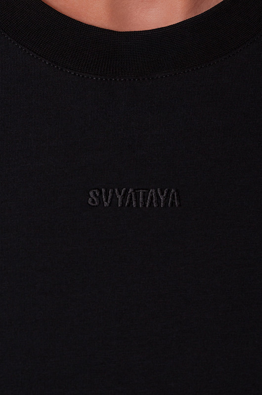 Платье - футболка мини, черный - Фото 5