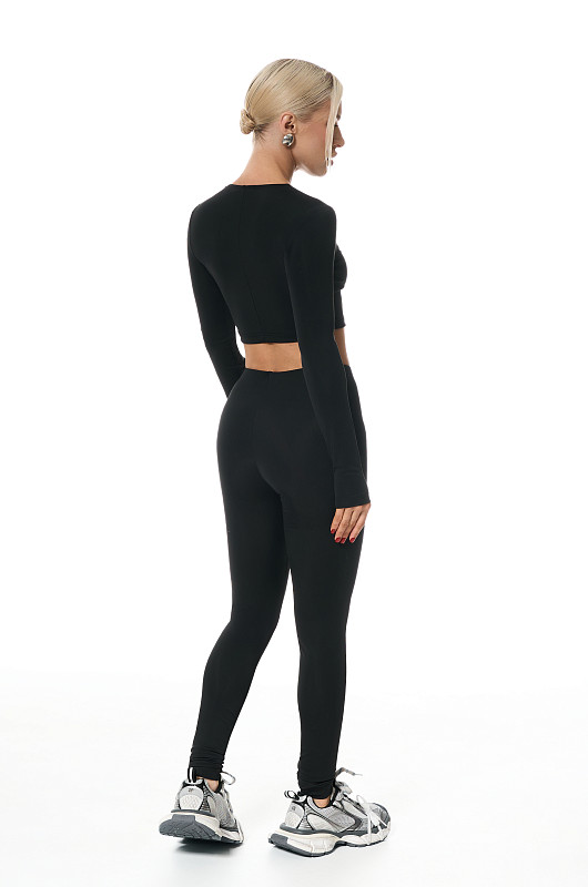 Топ со шнуровкой, черный - Фото 4