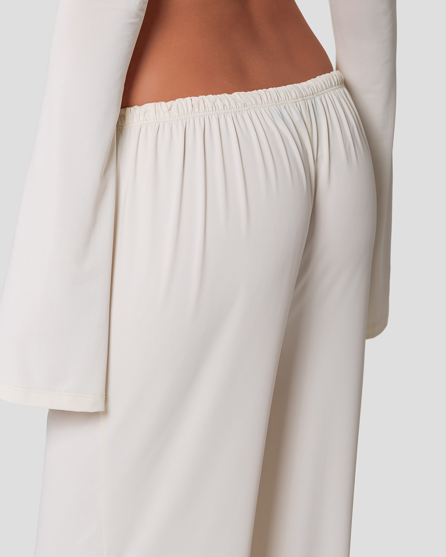Брюки свободные, молочный - Фото 2