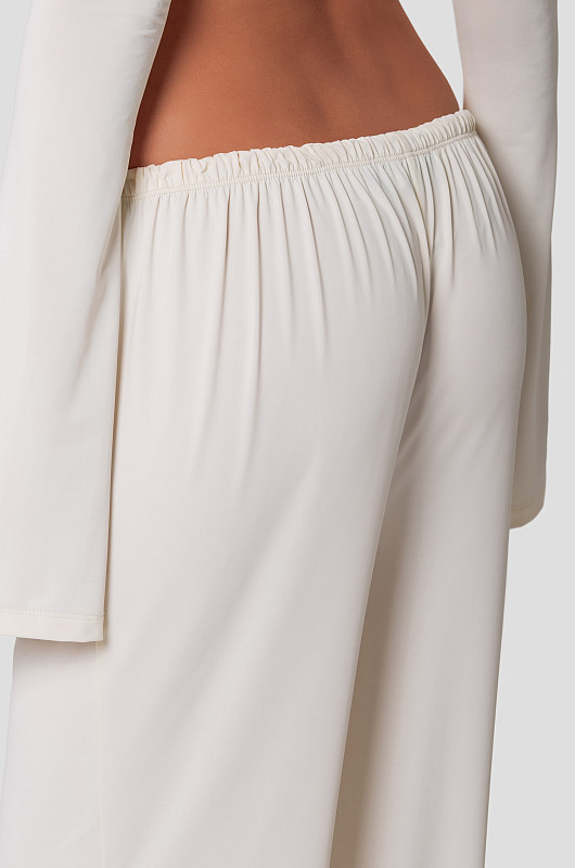 Брюки свободные, молочный - Фото 2