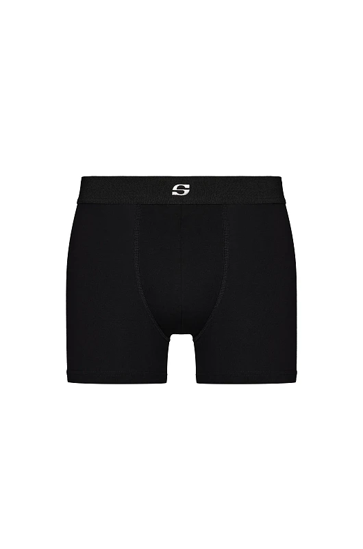 Трусы из вискозы с вышивкой "S", черный - Фото 1