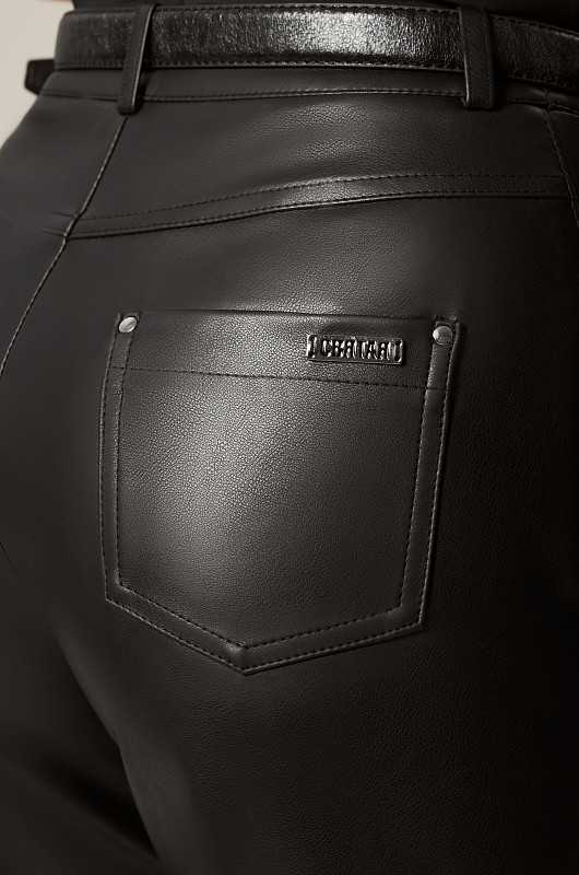 Брюки из экокожи SVYATAYA, черный - Фото 4