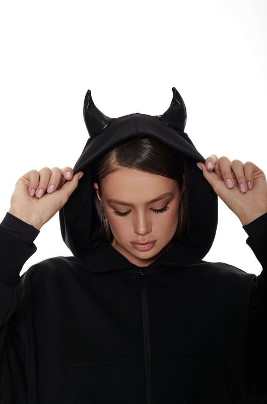 Худи - чертенок, черный - Фото 3