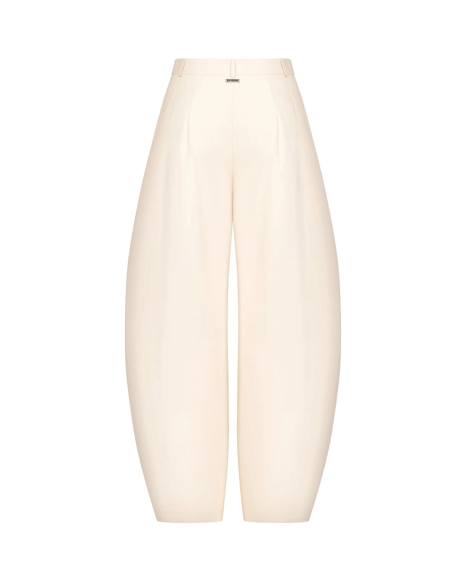 Брюки объемные с защипами, экрю - Фото 3