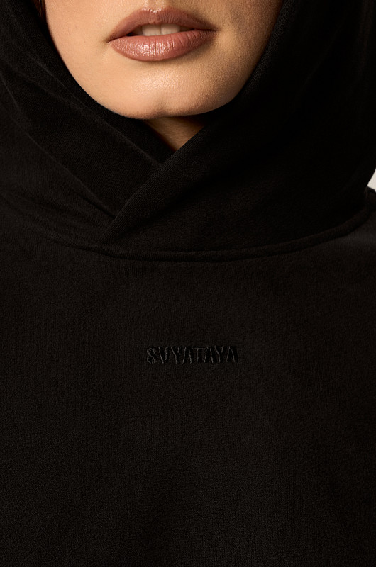 Худи с драпировкой, черный - Фото 2