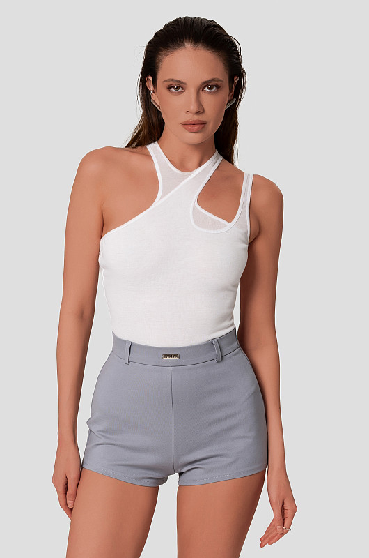 Шорты мини эластичные, серый - Фото 7