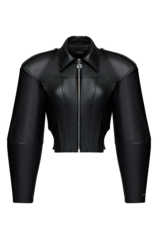 Жакет с рельефами, черный - Фото 1