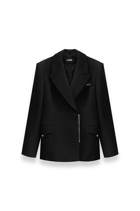 Жакет с молнией, черный - Фото 1