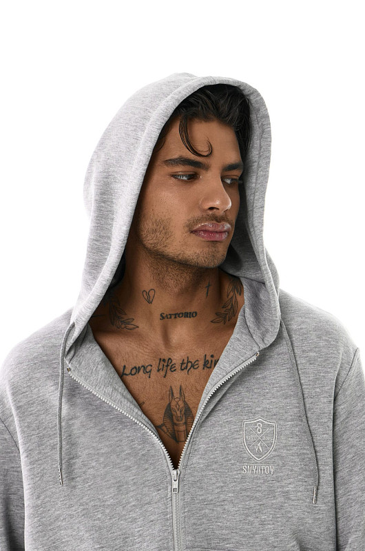 Зип - худи SVYATOY, серый меланж - Фото 3