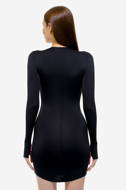Платье мини из бифлекса, черный - Фото 4