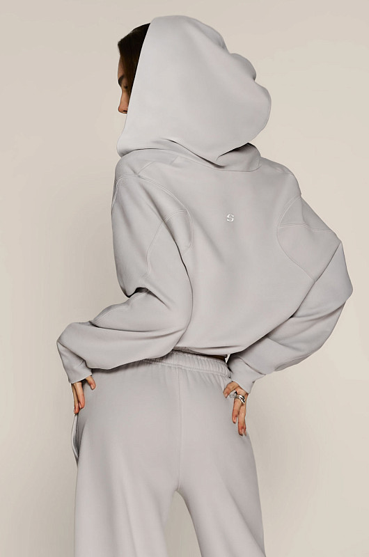 Зип - худи SVYATAYA укороченный, пепельный - Фото 3