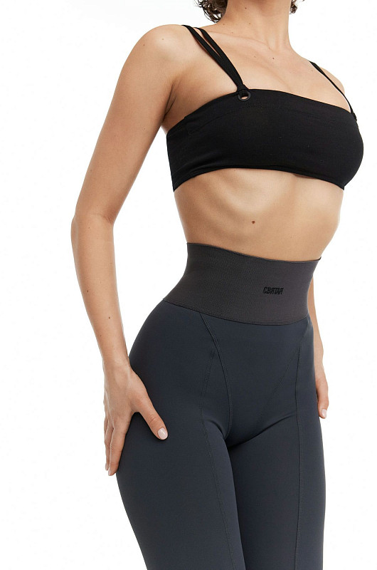 Леггинсы с декоративными резами, графитовый - Фото 1