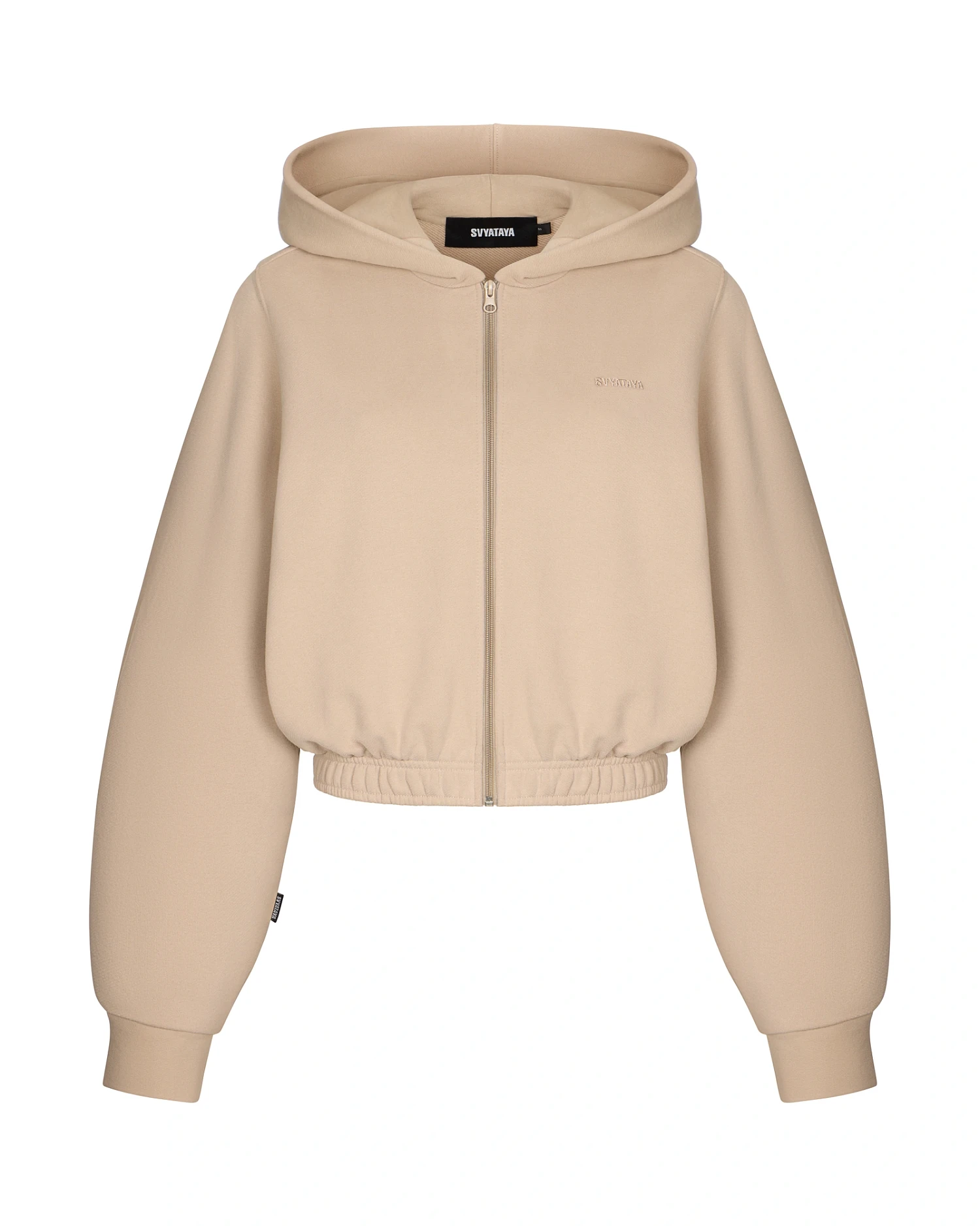 Зип - худи SVYATAYA укороченный, бежевый - Фото 1