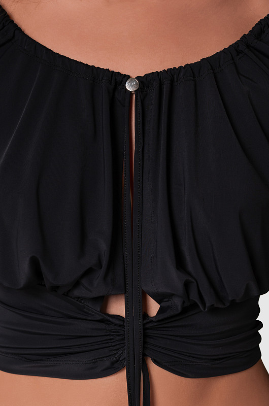 Топ с драпировкой, черный - Фото 3