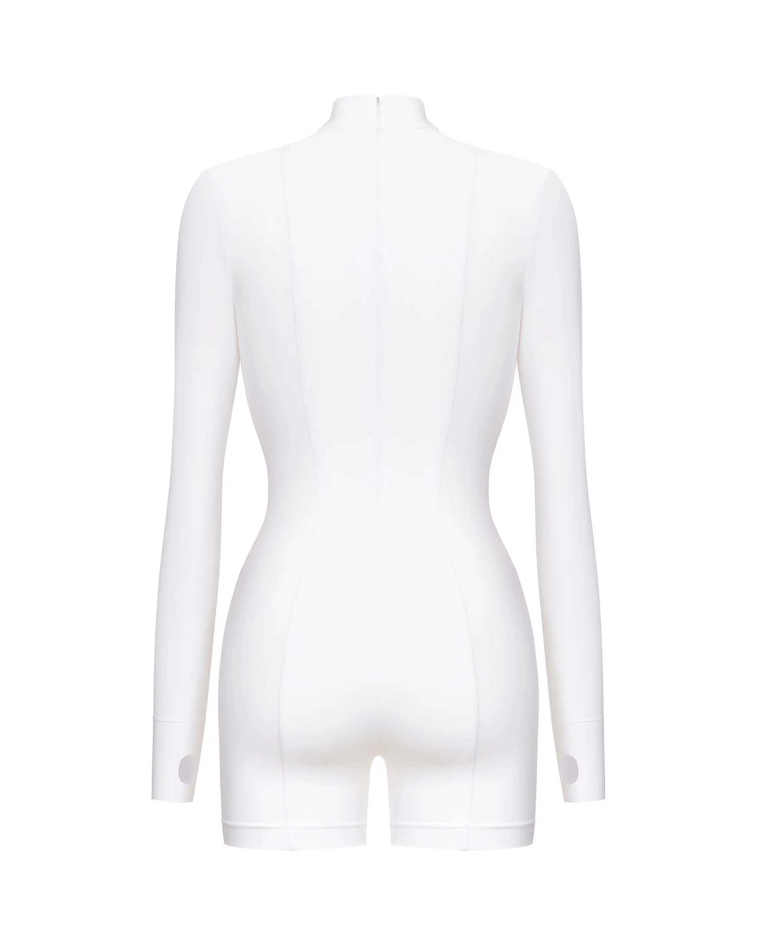 Комбинезон с декоративными молниями, белый - Фото 3