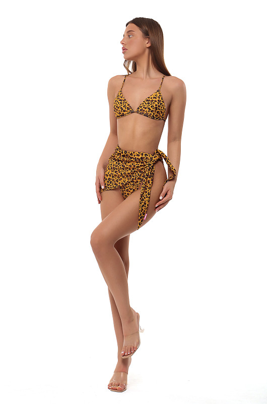 Купальник с анималистичным принтом, желтый - Фото 5