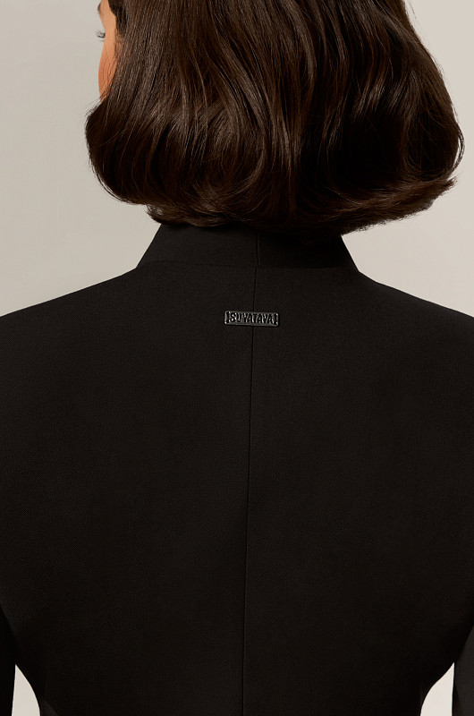 Жакет с акцентной линией бедер, черный - Фото 3