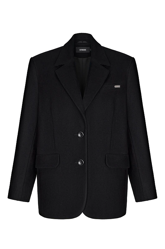 Пиджак - пальто, черный - Фото 1