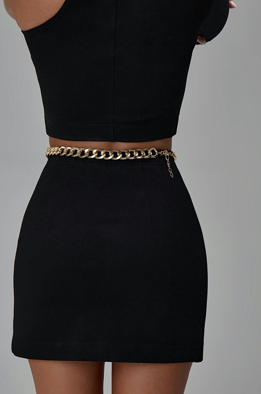 Юбка мини с округлым вырезом, черный - Фото 6