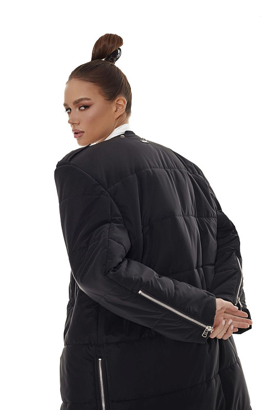 Пуховик - косуха длины макси, черный - Фото 6