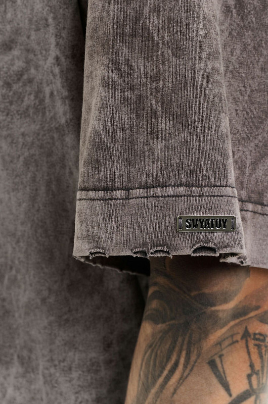 Футболка oversize SVYATOY с рваным эффектом, серый - Фото 4