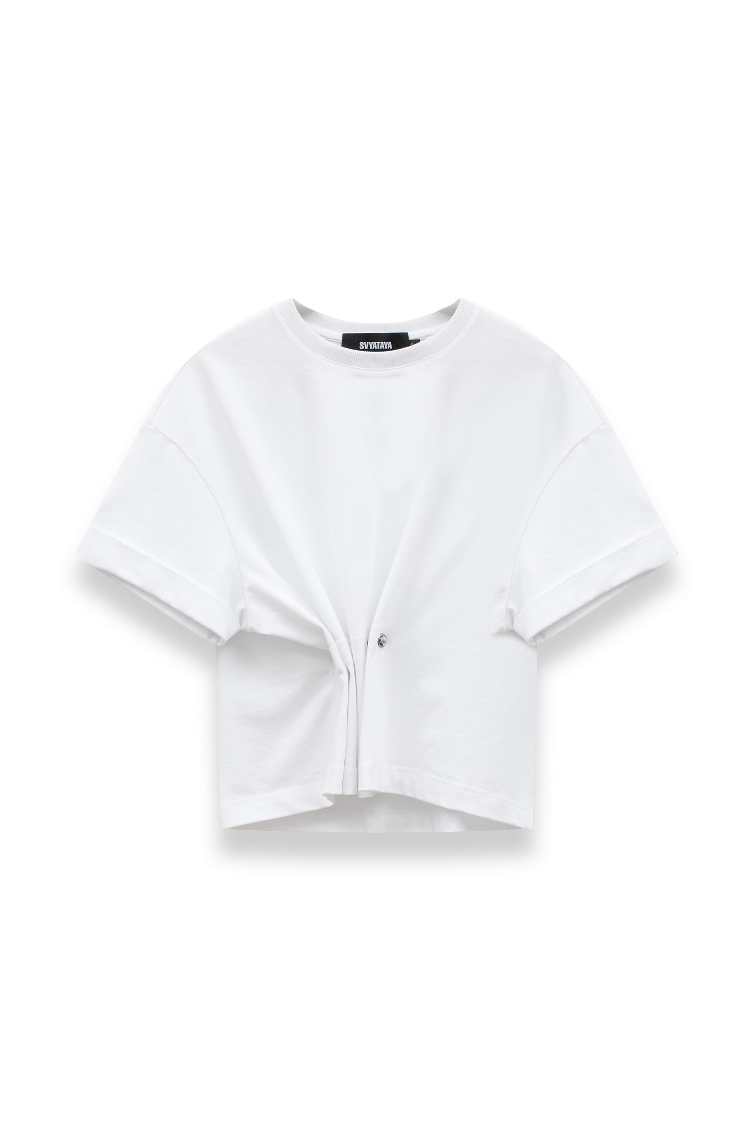 Футболка с акцентной деталью, белый - Фото 1