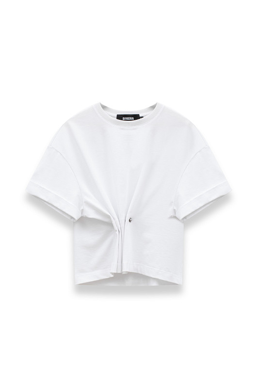 Футболка с акцентной деталью, белый - Фото 1