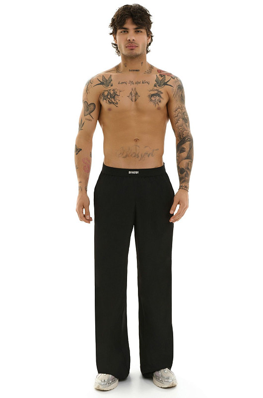 Брюки шелковые SVYATOY, черный - Фото 4