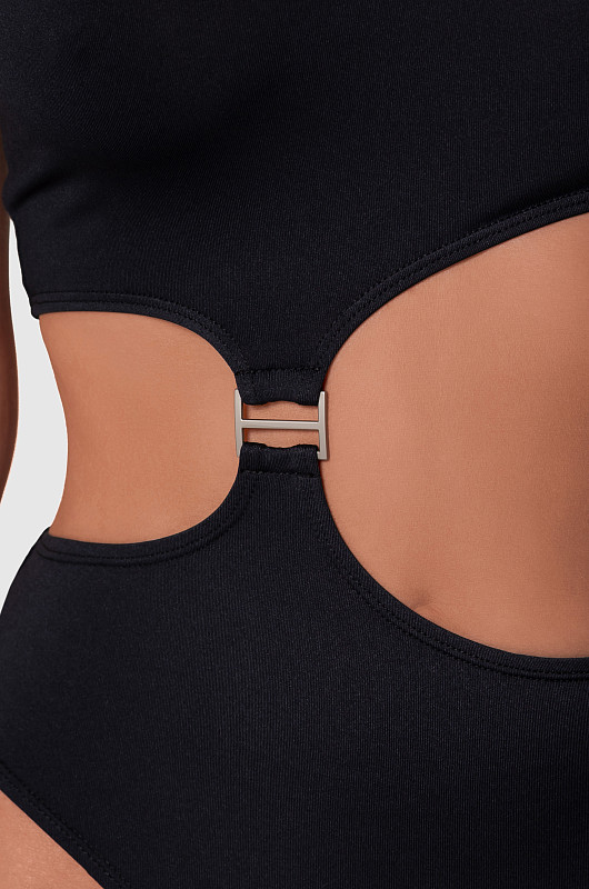 Боди на одно плечо, черный - Фото 3