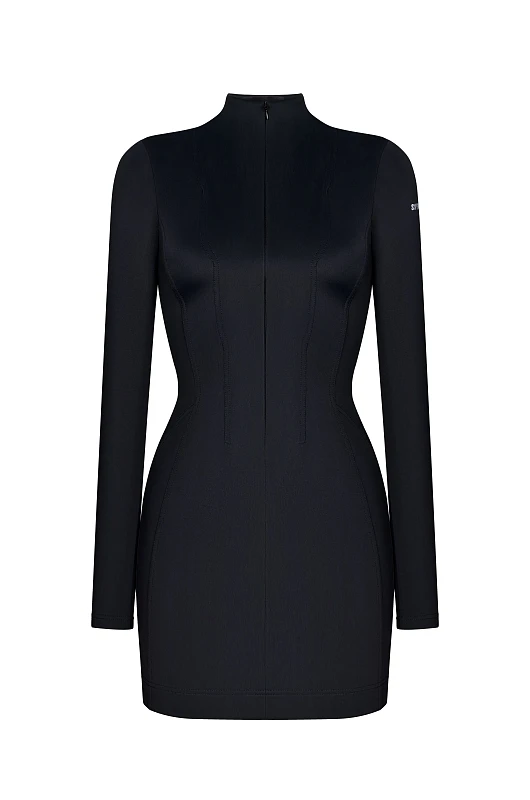 Платье с рельефами, графитно - черный - Фото 1