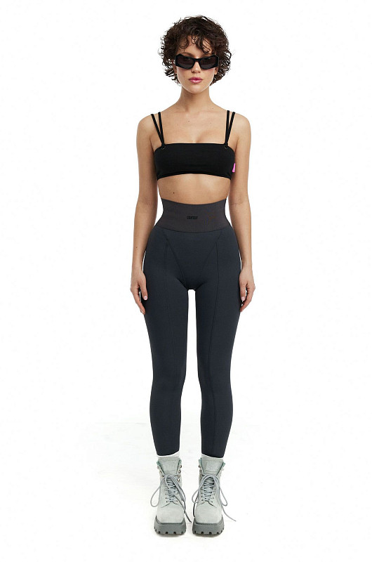 Леггинсы с декоративными резами, графитовый - Фото 4