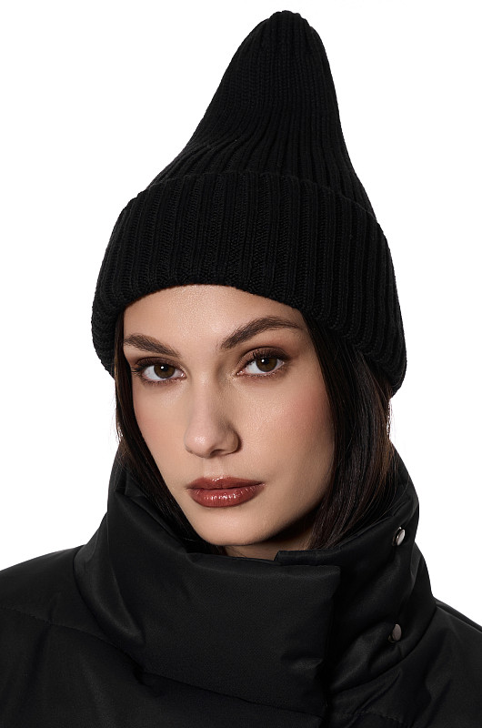 Шапка из мериноса, черный - Фото 2