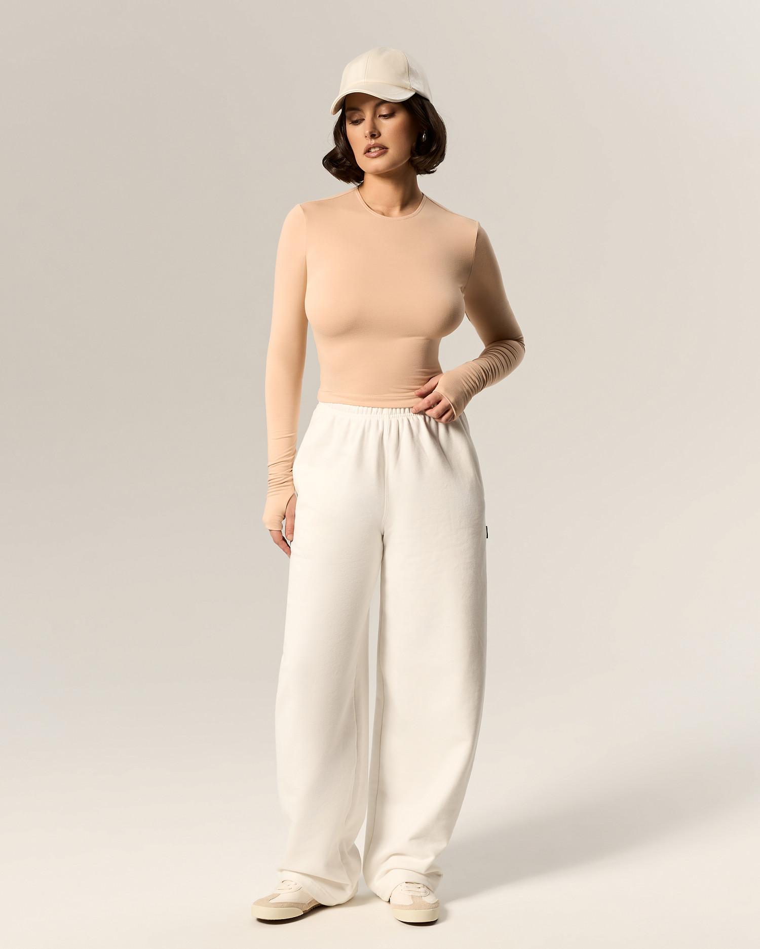 Лонгслив базовый SVN, бежевый - Фото 1