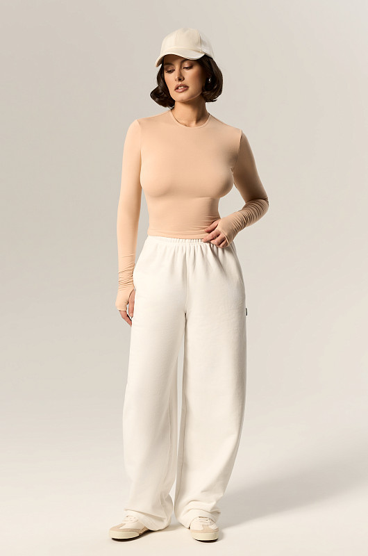 Лонгслив базовый SVN, бежевый - Фото 1