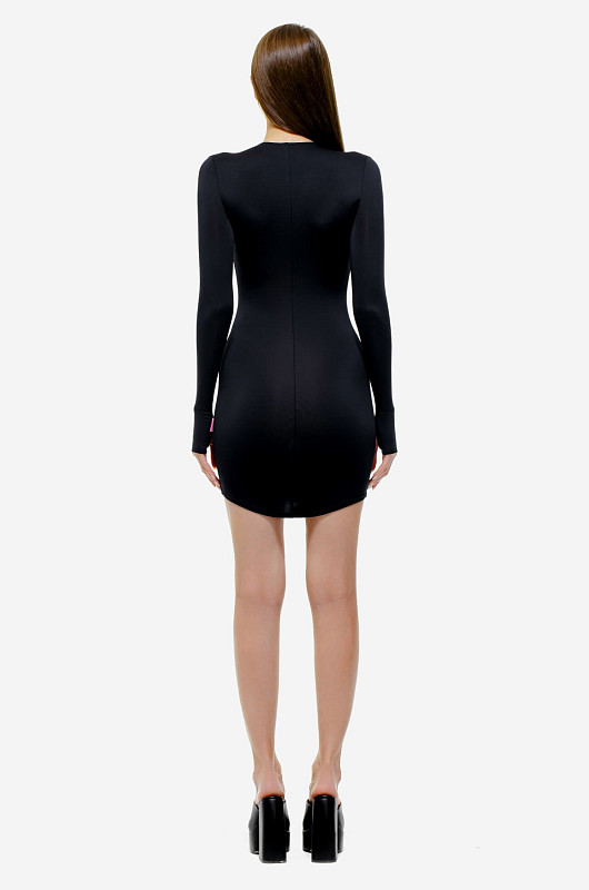 Платье мини из бифлекса, черный - Фото 8