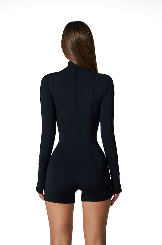 Комбинезон с декоративными молниями, черный - Фото 5